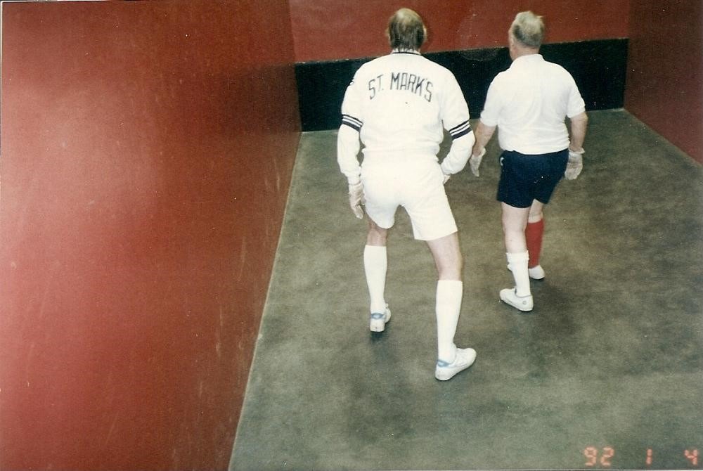 John Carey & Tom Wood on St. Mark's Singles court 1992