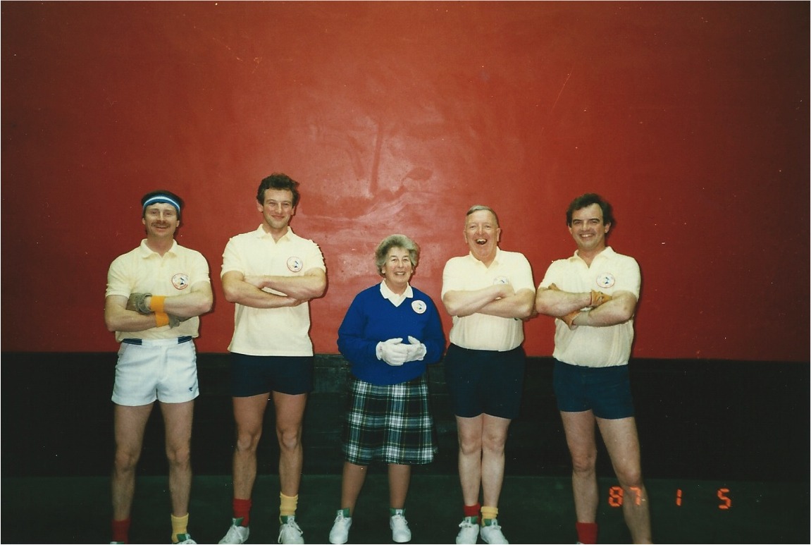 1987 Joan's Jesters in New England in January 1987- Terry Cobb, Neil Roberts, Joan, Tom, Bob Jones.